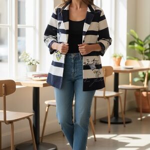 Striped Women's Jacket - Black and White
